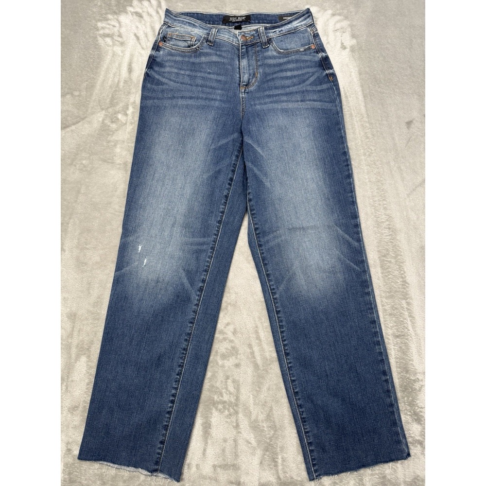 Judy Blue Jeans Womens 0/24 High Rise Straight Leg Raw Hem Stretch Pants Casual